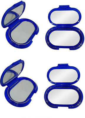 

Majik Set of 4 Pcs Double Sided Compact Mirror for Girls As Diwali Gifts Items Makeup Mirror for Women, Blue