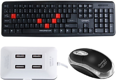 

Quantum Hi-Tech QHM 7403/222 Wired USB Mouse, Keyboard & USB 4 Port Hub Combo Combo Set
