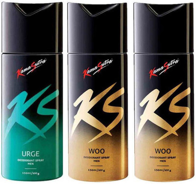 

KamaSutra One URGE and Two WOO Deodorant Spray - For Men(450 ml, Pack of 3)