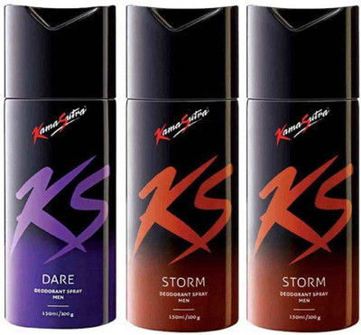 

KamaSutra One DARE and Two STORM Deodorant Spray - For Men(450 ml, Pack of 3)