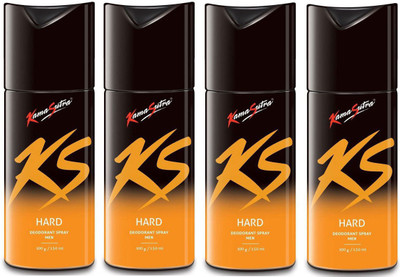 

KamaSutra Four HARD Deodorant Spray - For Men(600 ml, Pack of 4)