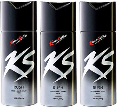 

KamaSutra Three RUSH Deodorant Spray - For Men(450 ml, Pack of 3)