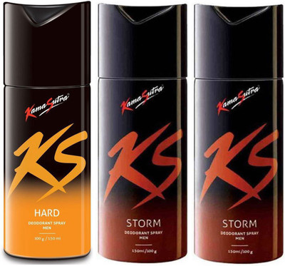 

KamaSutra One HARD and Two STORM Deodorant Spray - For Men(450 ml, Pack of 3)