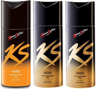 

KamaSutra One HARD and Two WOO Deodorant Spray - For Men(450 ml, Pack of 3)
