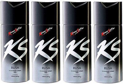 

KamaSutra Four RUSH Deodorant Spray - For Men(600 ml, Pack of 4)