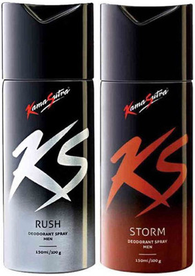 KamaSutra One RUSH and One STORM Deodorant Spray - For Men(300 ml, Pack of 2)