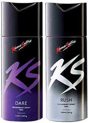 

KamaSutra One DARE and One RUSH Deodorant Spray - For Men(300 ml, Pack of 2)
