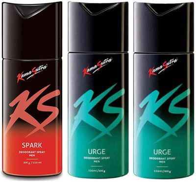 

KamaSutra One SPARK and Two URGE Deodorant Spray - For Men(450 ml, Pack of 3)