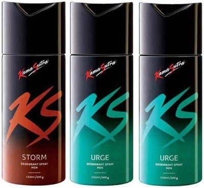 

KamaSutra One STORM and Two URGE Deodorant Spray - For Men(450 ml, Pack of 3)