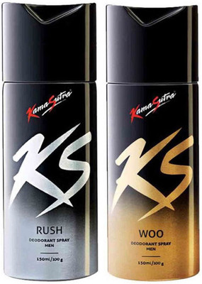 

KamaSutra One RUSH and One WOO Deodorant Spray - For Men(300 ml, Pack of 2)