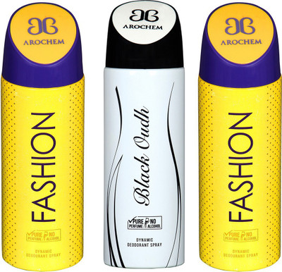 

AROCHEM FASHION , BLACK OUDH AND FASHION DYNAMIC PURE Deodorant Spray - For Men & Women(200 ml)