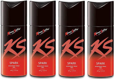 

KamaSutra Four SPARK Deodorant Spray - For Men(600 ml, Pack of 4)