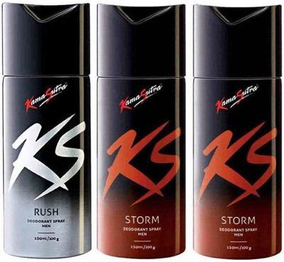 

KamaSutra One RUSH and Two STORM Deodorant Spray - For Men(450 ml, Pack of 3)