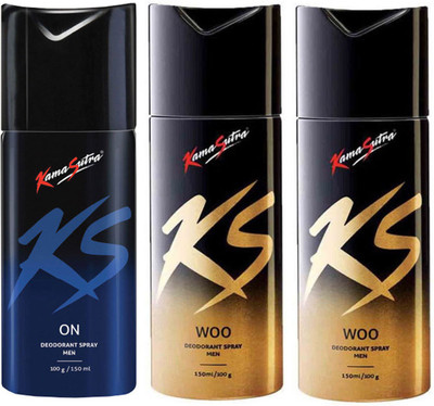 

KamaSutra One ON and Two WOO Deodorant Spray - For Men(450 ml, Pack of 3)