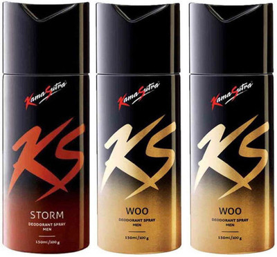 

KamaSutra One STORM and Two WOO Deodorant Spray - For Men(450 ml, Pack of 3)