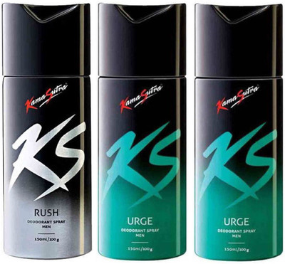 

KamaSutra One RUSH and Two URGE Deodorant Spray - For Men(450 ml, Pack of 3)