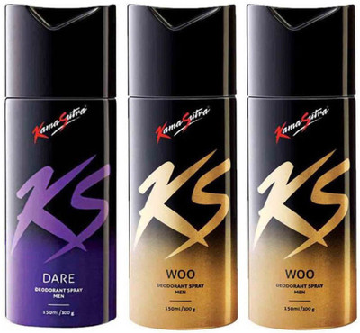 

KamaSutra One DARE and Two WOO Deodorant Spray - For Men(450 ml, Pack of 3)