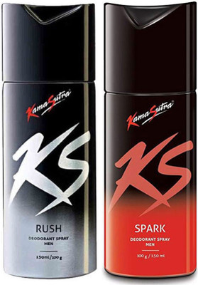 

KamaSutra One RUSH and One SPARK Deodorant Spray - For Men(300 ml, Pack of 2)