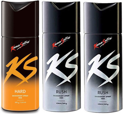 

KamaSutra One HARD and Two RUSH Deodorant Spray - For Men(450 ml, Pack of 3)