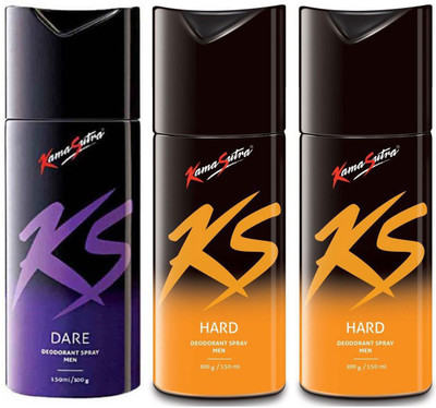 

KamaSutra One DARE and Two HARD Deodorant Spray - For Men(450 ml, Pack of 3)