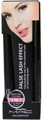 

AaxyOne Mac Liquid Eyeliner,Mac Mascara & Mac EyeBrow Pencil (Mac 3 in 1) 18 ml(Black)