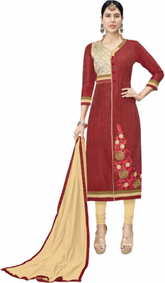 Blissta Silk Blend Embroidered Salwar Suit Material