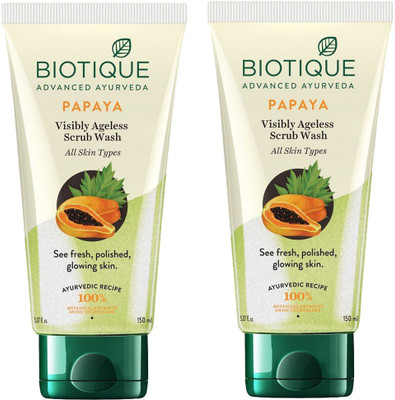 

BIOTIQUE BIO Papaya Visibly Ageless Scrub All Skin Types (Pack of 2) Face Wash(300 ml)