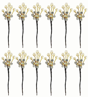 

EKAN Flower Hair Accessories For Women Stylish, Juda Bun Decoration Hair Pins, Set Of 12 Hair Pin(Multicolor)