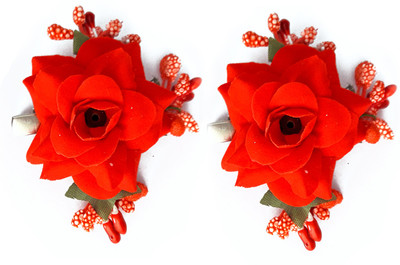 

Rapidsflow® Hair Clips For Women/Flower Clips For Women/Hair Flower Accessories For Women, Girls And Kids Set Of 2 Pc Hair Clip(Red)