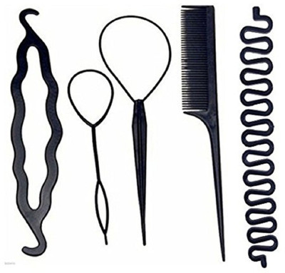 

KashQueen Set of 5 Easy Braiding Topsytail /Styling Tools Hair Accessory Set(Black)