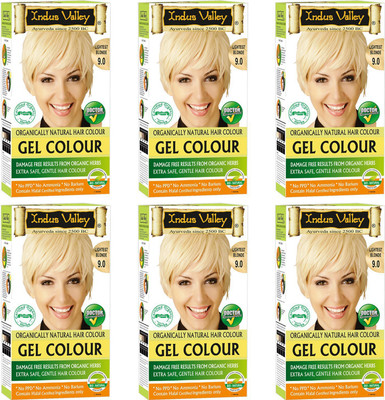 

Indus Valley Organically Gel Lightest Blonde 9.0 (Set of 6) - One Touch Pack Halal Certified Hair Color(Lightest Blonde 9.0)