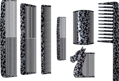 

BOXO Hair Accessories, Hair Comb Set For Saloon Use, Set Of 7, Black