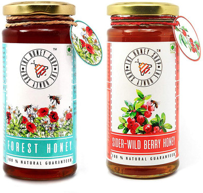 

THE HONEY SHOP Wild Berry Honey (Sidr) 325g and Forest Honey 325g Collected from deep Forest raw, unprocessed, unheated (100% Pure & Natural)(650 ml)
