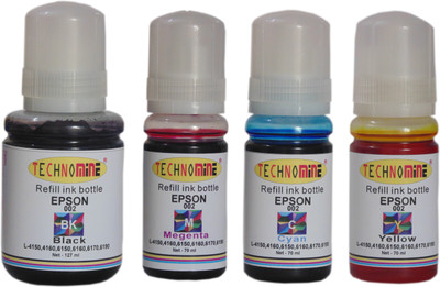 Technomine PREMIUM QUALITY COMPATIBLE REFILL DYE INK FOR L4150 L4160 L6160 L6170 L6190 INK TANK PRINTER ) Black 127 ml C M Y 70 ml Per bottle Tri-Color Ink Bottle