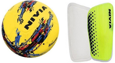 

Nivia 'Storm' Football (size-5) + One Pair of shin guard (Size- Small) (Color On Availability)- Football Kit