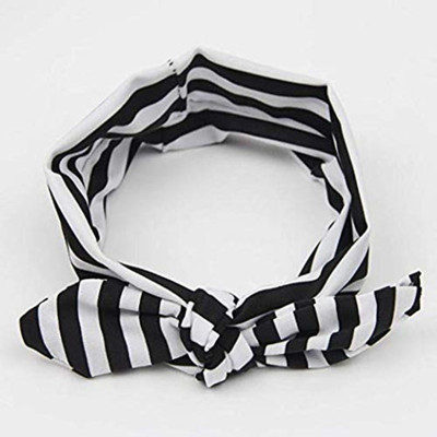 

Smartcraft Stripes Knot Bow Headband - Black, Kids Hairband Striped Rabbit Ear Turban Headband Knot Head Wrap Makeup Headband