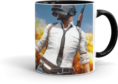 MUGKIN A14 PUBG - Player Unknown's Battlegrounds Official Printed Inner Black Ceramic Coffee Mug(350 ml)