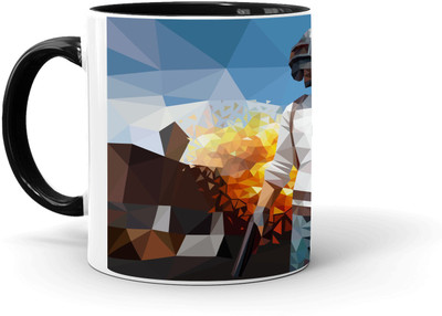 MUGKIN P18 Inner Black PUBG - Player Unknown's Battlegrounds Official Printed Ceramic Coffee Mug(350 ml)