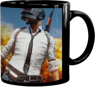 MUGKIN PUBG -A11 Player Unknown's Battlegrounds Official Printed Black Ceramic Coffee Mug(350 ml)