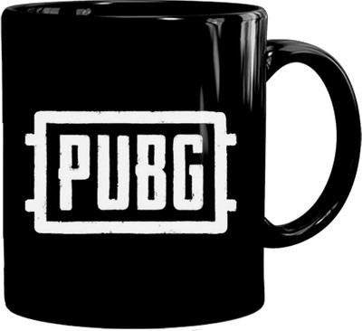 MUGKIN Black PUBG P06 Player Unknown's Battlegrounds White LOGO Official Printed Ceramic Coffee Mug(350 ml)