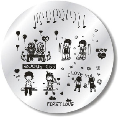 

Imported ZJOY Round Nail Art Stamping Image Plate Couple Love Heart Gifts Layered 059(Silver)