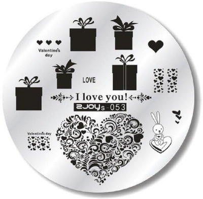 

Imported ZJOY Round Nail Art Stamping Image Plate Flower Heart Gifts Rabbit Butterfly Layered 053(Silver)