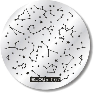 

Imported ZJOY Round Nail Art Stamping Image Plate Flower Sky Stars Galaxy Zodiac Layered 007(Silver)