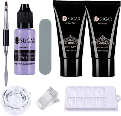 

Sugar 8 in 1 Quick Poly Gel Kit Slip Solution False Mold Brush Tips Clip Nails Extension Kit(Nude | Clear)