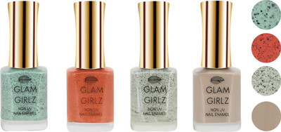 

Glam Girlz nailpaint sandy cream 74/coffee 65/sparkling grey 96/light peach 82(Pack of 4)