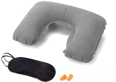

SSD Premium Quality 3 In 1 Travel Neck PIllow, Eye Shade Mask & Ear Plugs for Car Office/Travel Soft Portable Inflatable Cushion U Pillow (color may vary) Neck Pillow & Eye Shade(Multi-color), Multicolor