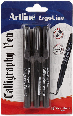 Artline Pen With 3 Nib Sizes Black for Calligraphy(Pack of 3, Ink Color - Black)
