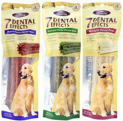 

Foodie Puppies VEGEBRANDS Flavored Dental Bone for Dogs, 100g (Mix - Pack of 3) Mutton, Milk Dog Chew(300 g, Pack of 3)