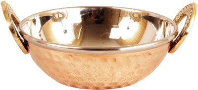 

IndianArtVilla Steel Copper Kadhai Kadai Karahi Wok - Serving Indian Food Home Hotel Restaurant Kadhai 12 cm(Steel, Copper), Brown;silver
