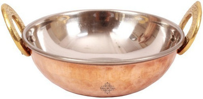 

IndianArtVilla IndianArtVilla 2.0" X 6.0" Handmade Copper Steel Dish Serving Kadai Bowl Volume 450 ML for use Serving Dish Restaurant Ware Hotel Ware Home Ware Kadhai 15 cm(Copper), Brown